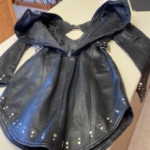 Custom made Black leather dress. One of a kind! Back zipper.